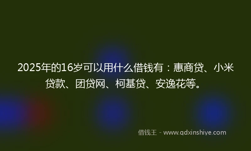 2025年的16岁可以用什么借钱有：惠商贷、小米贷款、团贷网、柯基贷、安逸花等。