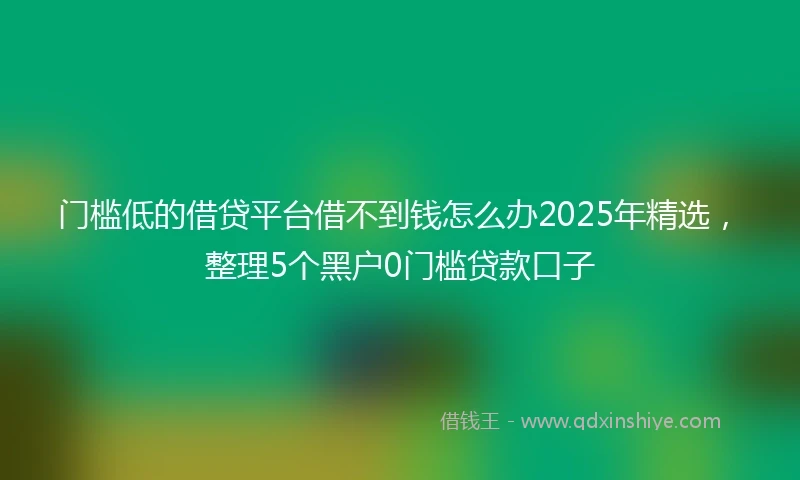 门槛低的借贷平台借不到钱怎么办2025年精选，整理5个黑户0门槛贷款口子