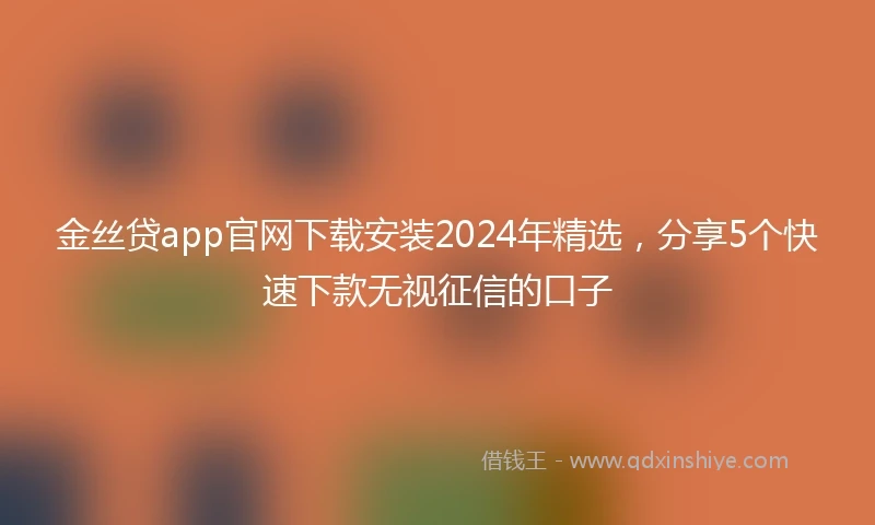 金丝贷app官网下载安装2024年精选，分享5个快速下款无视征信的口子