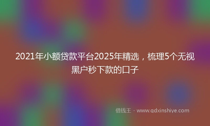 2021年小额贷款平台2025年精选，梳理5个无视黑户秒下款的口子