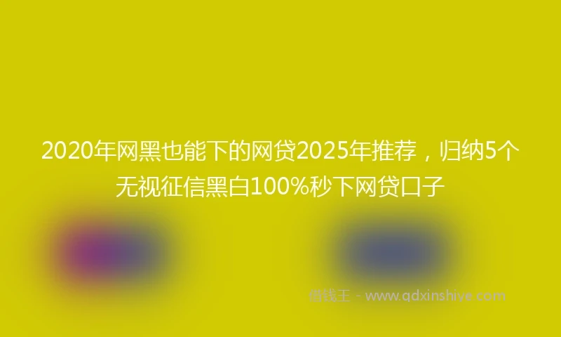 2020年网黑也能下的网贷2025年推荐，归纳5个无视征信黑白100%秒下网贷口子