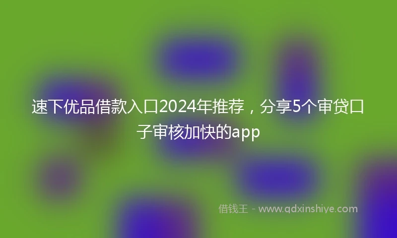 速下优品借款入口2024年推荐，分享5个审贷口子审核加快的app
