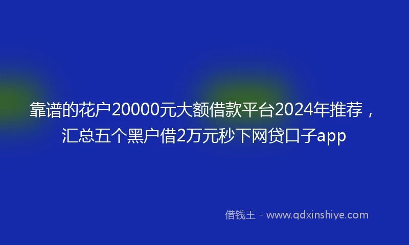 靠谱的花户20000元大额借款平台2024年推荐，汇总五个黑户借2万元秒下网贷口子app