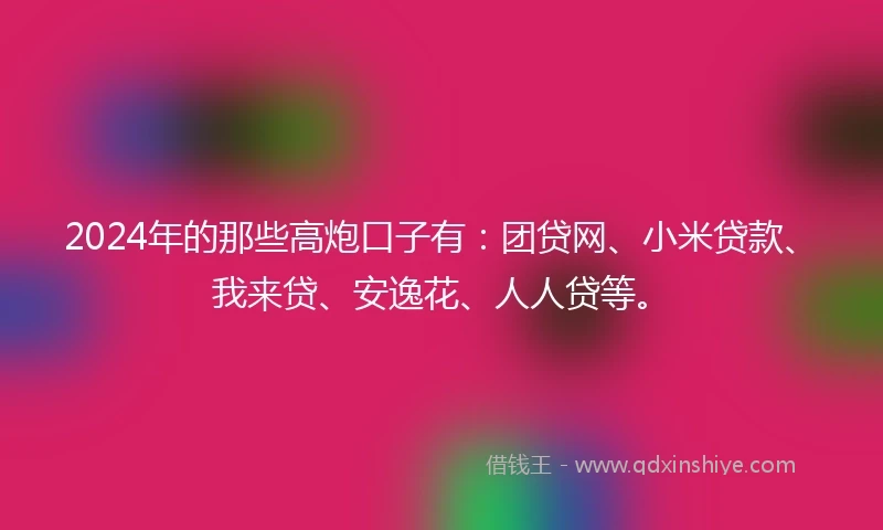 2024年的那些高炮口子有：团贷网、小米贷款、我来贷、安逸花、人人贷等。