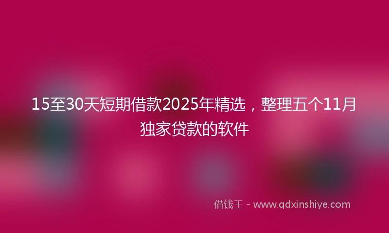 15至30天短期借款2025年精选，整理五个11月独家贷款的软件