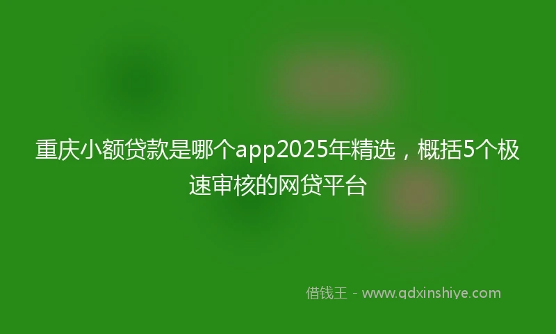 重庆小额贷款是哪个app2025年精选，概括5个极速审核的网贷平台