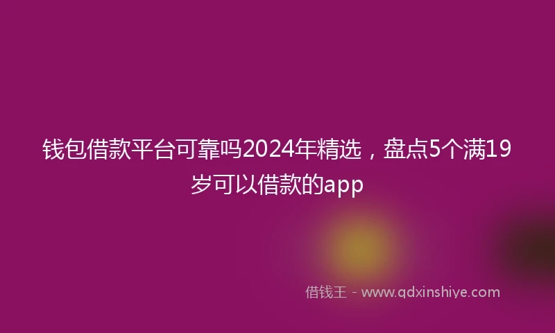钱包借款平台可靠吗2024年精选，盘点5个满19岁可以借款的app