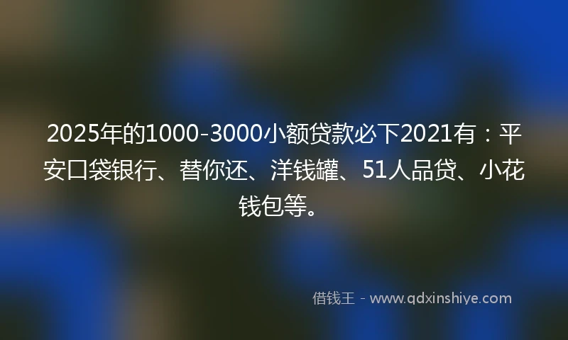 2025年的1000-3000小额贷款必下2021有：平安口袋银行、替你还、洋钱罐、51人品贷、小花钱包等。
