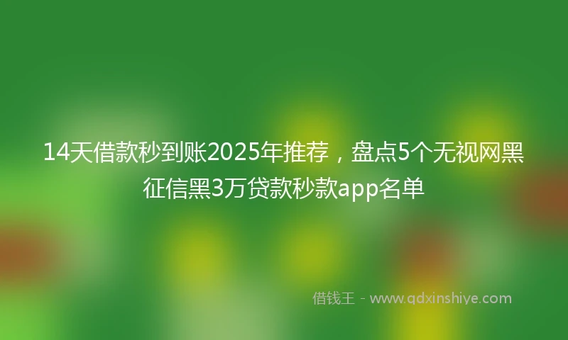 14天借款秒到账2025年推荐，盘点5个无视网黑征信黑3万贷款秒款app名单