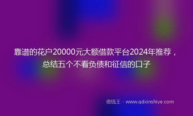 靠谱的花户20000元大额借款平台2024年推荐，总结五个不看负债和征信的口子