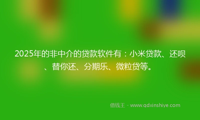 2025年的非中介的贷款软件有：小米贷款、还呗、替你还、分期乐、微粒贷等。