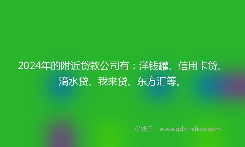 2024年的附近贷款公司有：洋钱罐、信用卡贷、滴水贷、我来贷、东方汇等。