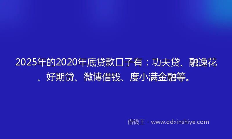 2025年的2020年底贷款口子有：功夫贷、融逸花、好期贷、微博借钱、度小满金融等。