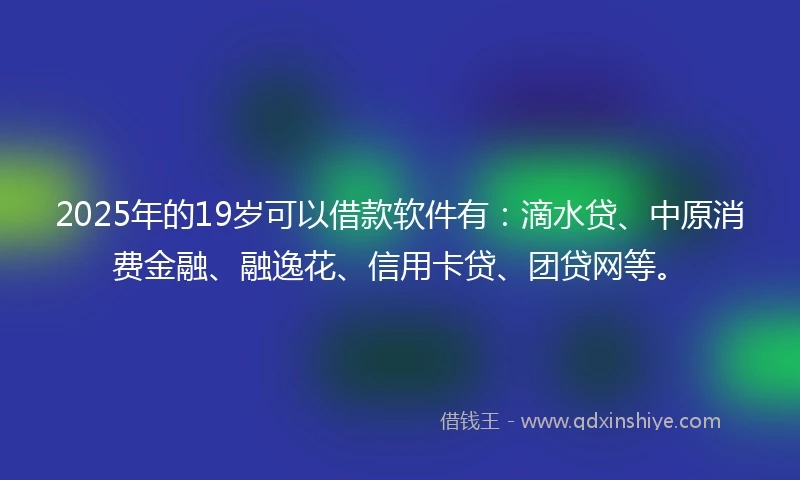 2025年的19岁可以借款软件有：滴水贷、中原消费金融、融逸花、信用卡贷、团贷网等。