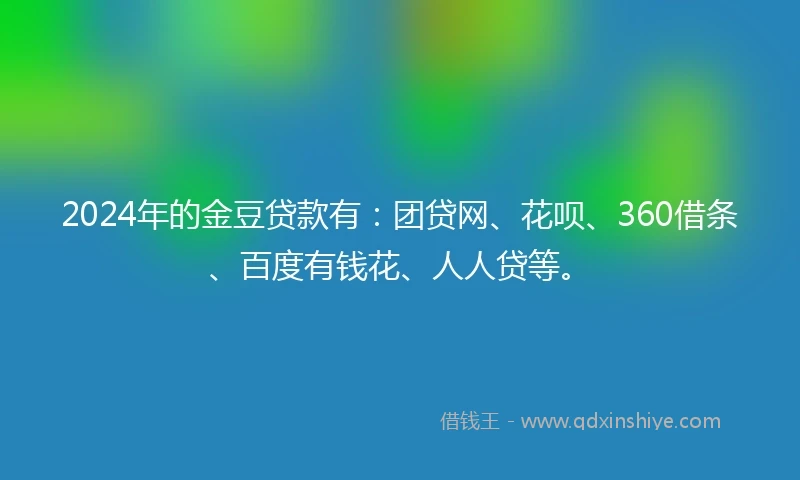 2024年的金豆贷款有：团贷网、花呗、360借条、百度有钱花、人人贷等。
