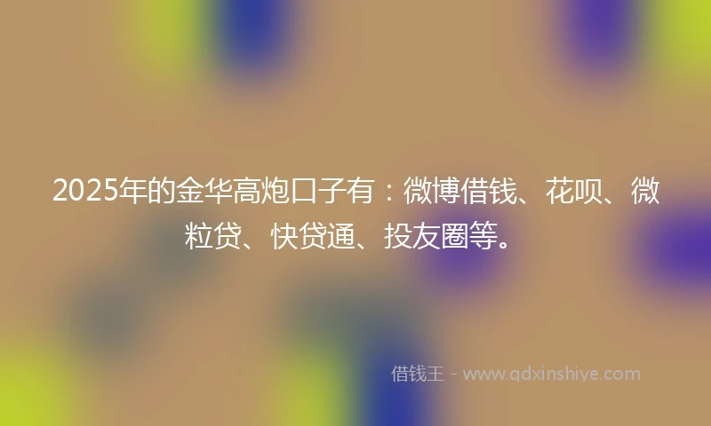 2025年的金华高炮口子有：微博借钱、花呗、微粒贷、快贷通、投友圈等。