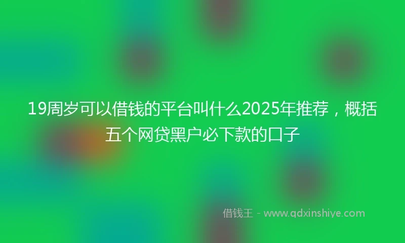 19周岁可以借钱的平台叫什么2025年推荐，概括五个网贷黑户必下款的口子