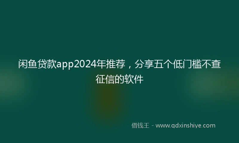 闲鱼贷款app2024年推荐，分享五个低门槛不查征信的软件