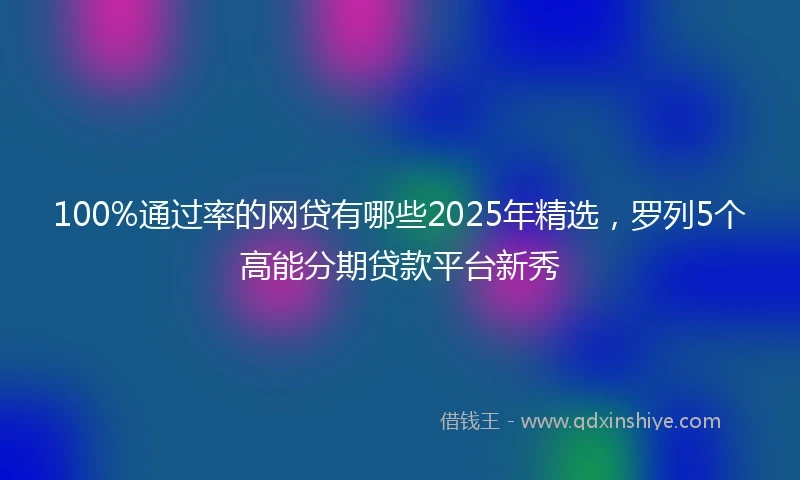100%通过率的网贷有哪些2025年精选，罗列5个高能分期贷款平台新秀