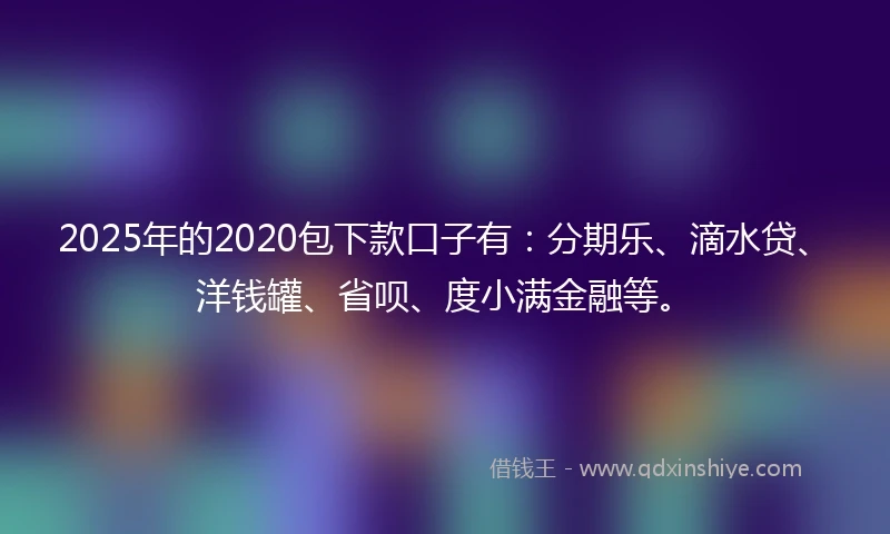 2025年的2020包下款口子有：分期乐、滴水贷、洋钱罐、省呗、度小满金融等。