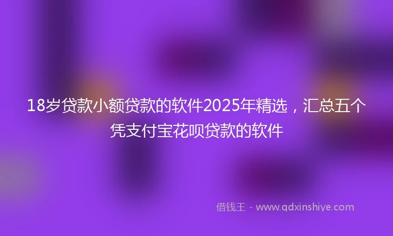18岁贷款小额贷款的软件2025年精选，汇总五个凭支付宝花呗贷款的软件