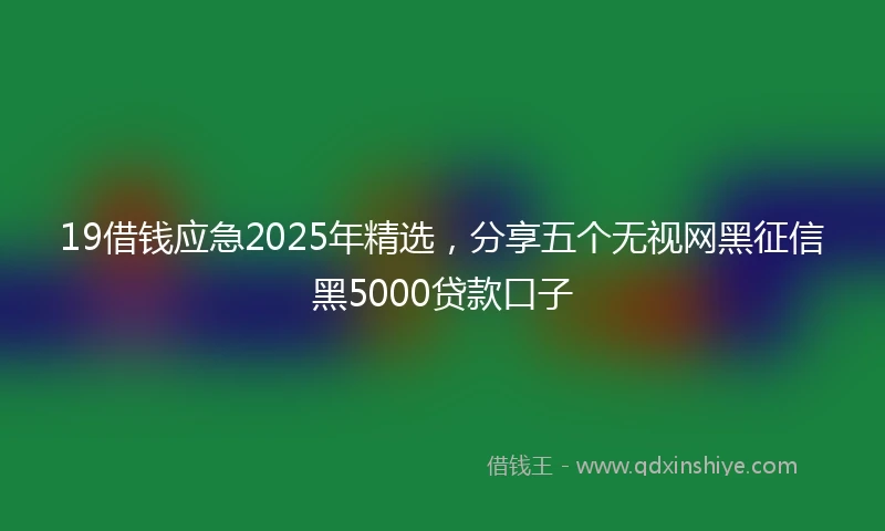 19借钱应急2025年精选，分享五个无视网黑征信黑5000贷款口子