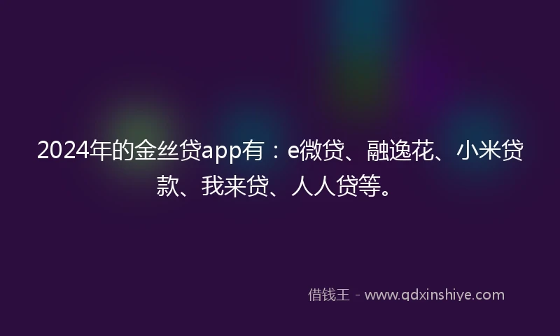 2024年的金丝贷app有：e微贷、融逸花、小米贷款、我来贷、人人贷等。