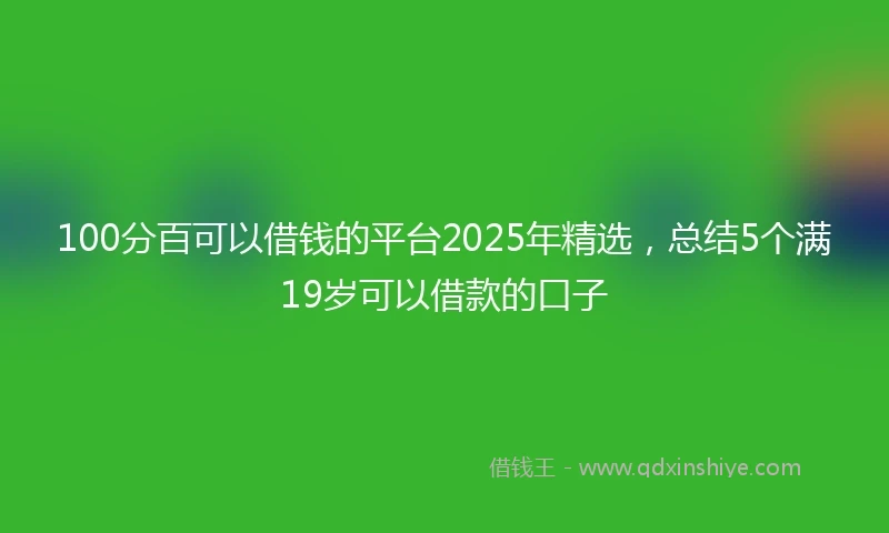 100分百可以借钱的平台2025年精选，总结5个满19岁可以借款的口子
