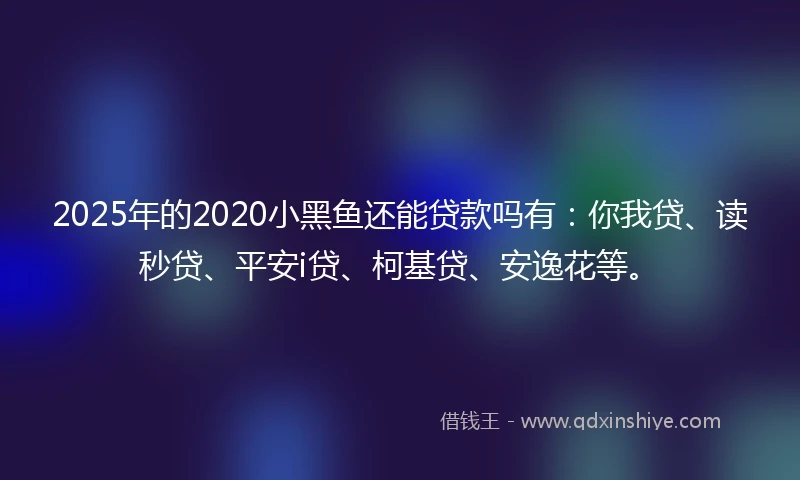 2025年的2020小黑鱼还能贷款吗有：你我贷、读秒贷、平安i贷、柯基贷、安逸花等。