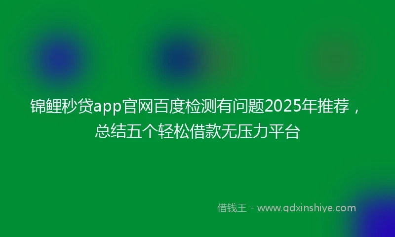 锦鲤秒贷app官网百度检测有问题2025年推荐，总结五个轻松借款无压力平台