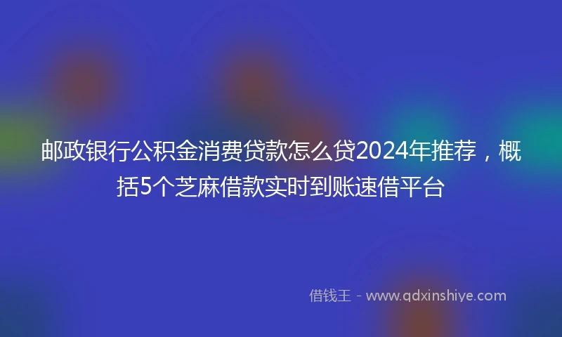 邮政银行公积金消费贷款怎么贷2024年推荐，概括5个芝麻借款实时到账速借平台