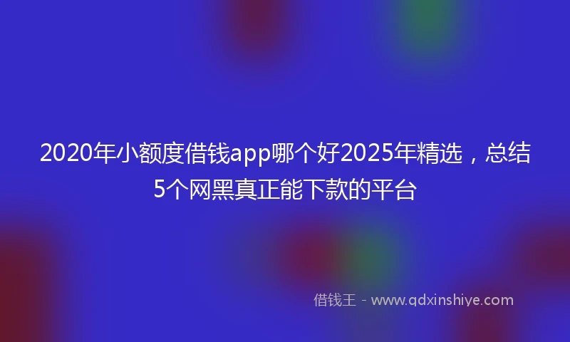 2020年小额度借钱app哪个好2025年精选，总结5个网黑真正能下款的平台