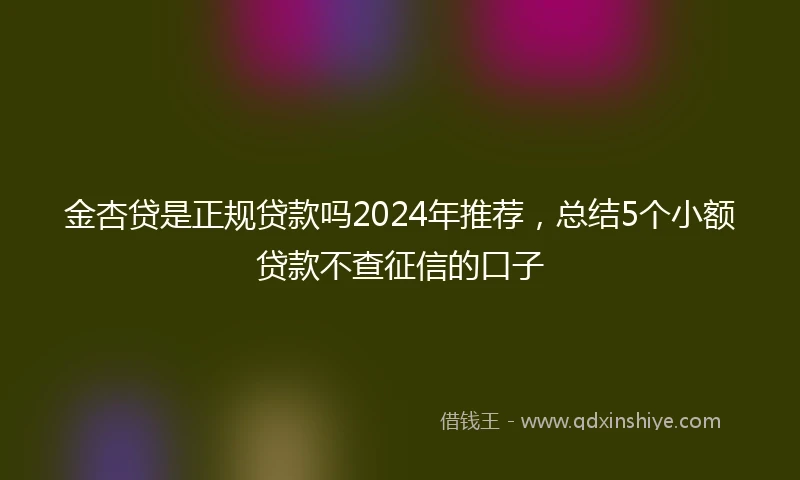 金杏贷是正规贷款吗2024年推荐，总结5个小额贷款不查征信的口子