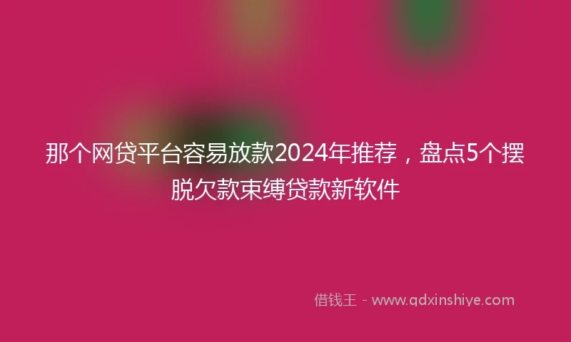 那个网贷平台容易放款2024年推荐，盘点5个摆脱欠款束缚贷款新软件