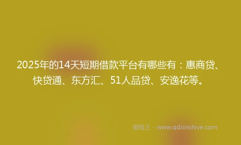 2025年的14天短期借款平台有哪些有：惠商贷、快贷通、东方汇、51人品贷、安逸花等。