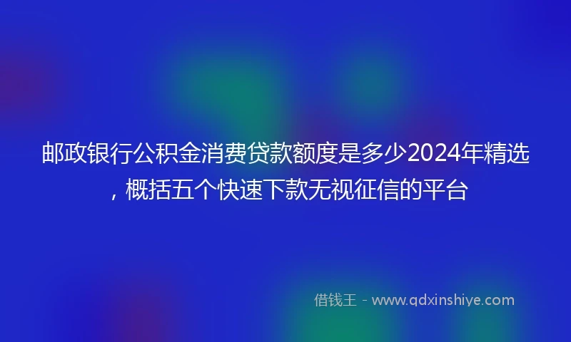 邮政银行公积金消费贷款额度是多少2024年精选，概括五个快速下款无视征信的平台