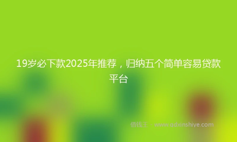19岁必下款2025年推荐，归纳五个简单容易贷款平台