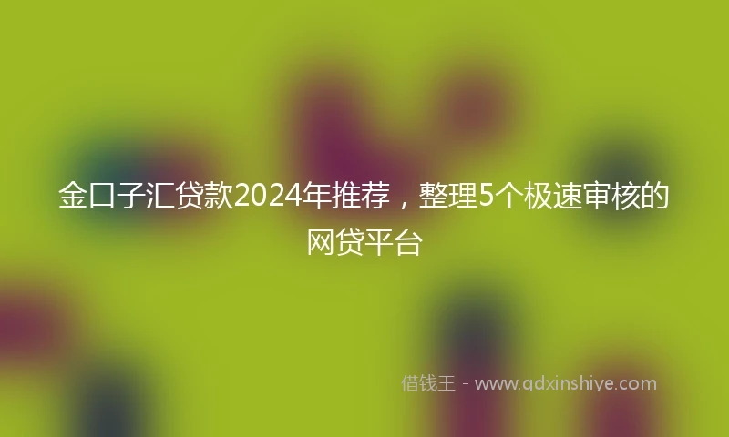 金口子汇贷款2024年推荐，整理5个极速审核的网贷平台