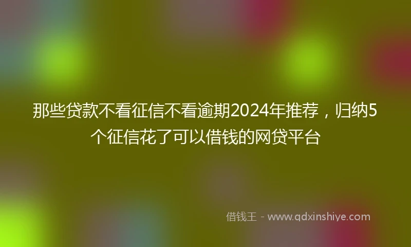 那些贷款不看征信不看逾期2024年推荐，归纳5个征信花了可以借钱的网贷平台