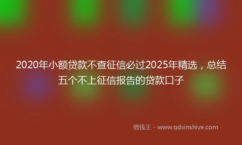 2020年小额贷款不查征信必过2025年精选，总结五个不上征信报告的贷款口子