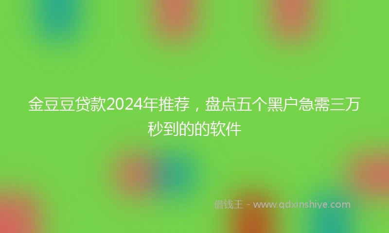 金豆豆贷款2024年推荐，盘点五个黑户急需三万秒到的的软件