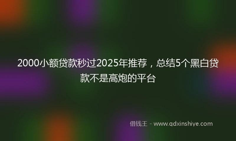 2000小额贷款秒过2025年推荐，总结5个黑白贷款不是高炮的平台