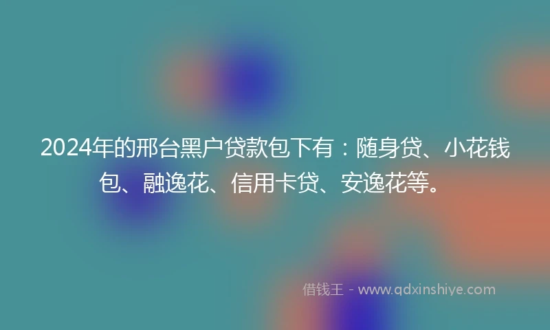 2024年的邢台黑户贷款包下有：随身贷、小花钱包、融逸花、信用卡贷、安逸花等。