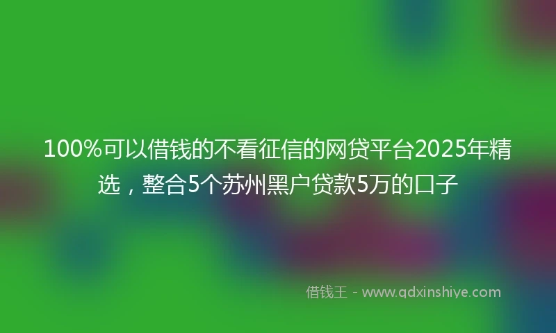 100%可以借钱的不看征信的网贷平台2025年精选，整合5个苏州黑户贷款5万的口子