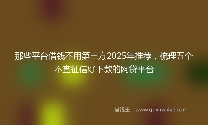 那些平台借钱不用第三方2025年推荐，梳理五个不查征信好下款的网贷平台