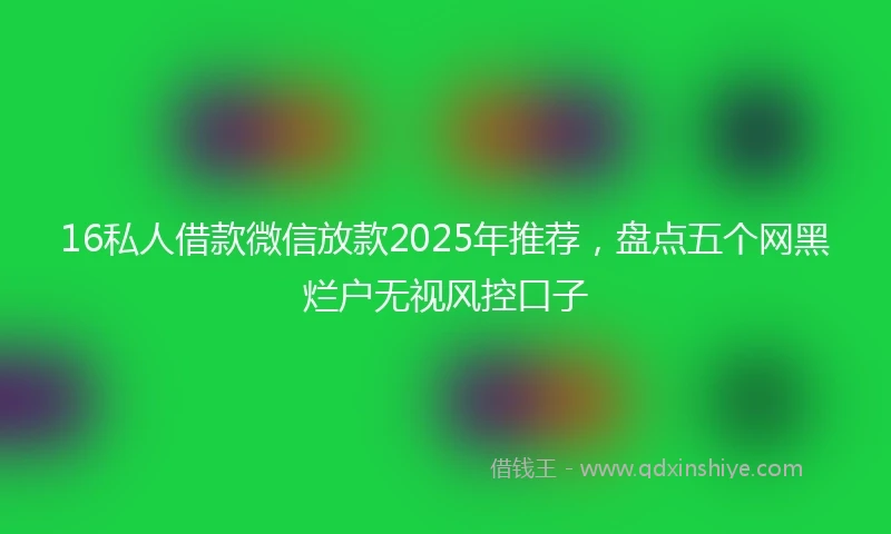 16私人借款微信放款2025年推荐，盘点五个网黑烂户无视风控口子