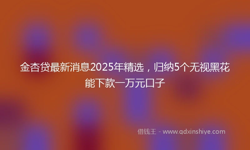 金杏贷最新消息2025年精选，归纳5个无视黑花能下款一万元口子