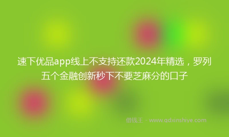 速下优品app线上不支持还款2024年精选，罗列五个金融创新秒下不要芝麻分的口子