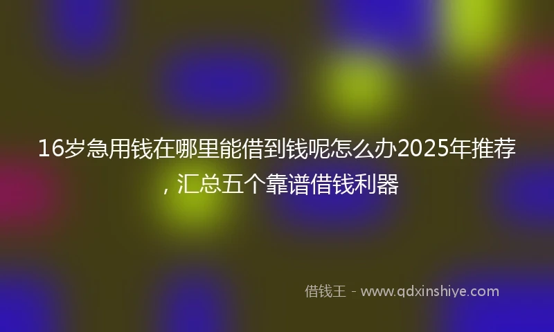 16岁急用钱在哪里能借到钱呢怎么办2025年推荐，汇总五个靠谱借钱利器