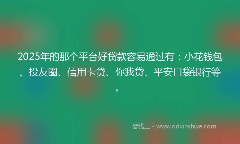 2025年的那个平台好贷款容易通过有：小花钱包、投友圈、信用卡贷、你我贷、平安口袋银行等。
